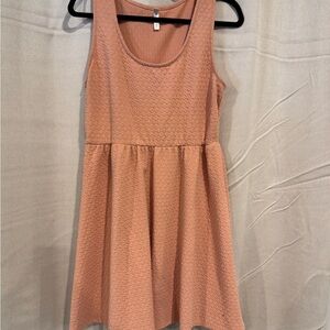 Xhilaration Sleeveless Textured Peach Fit And Flare Dres